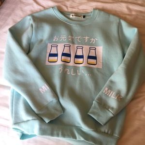 Kawaii Milk bottle light blue sweater sweatshirt